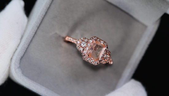 Womens Rose Gold Ring | Rose Gold Wedding Ring Set | Champagne Diamond Ring