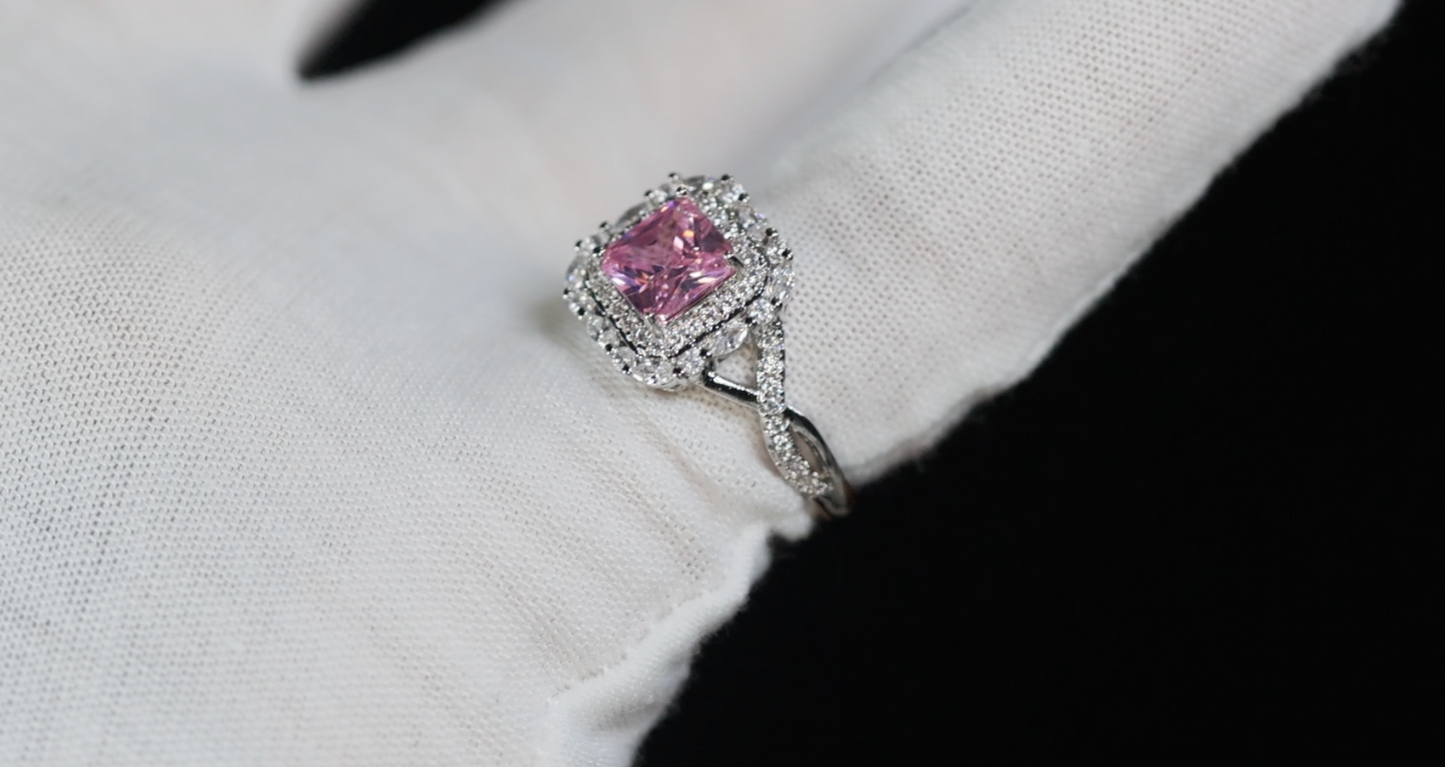 Pink Princess Cut Diamond Ring