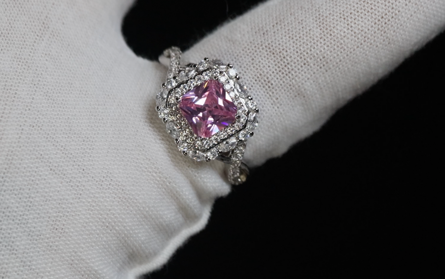 Pink Princess Cut Diamond Ring