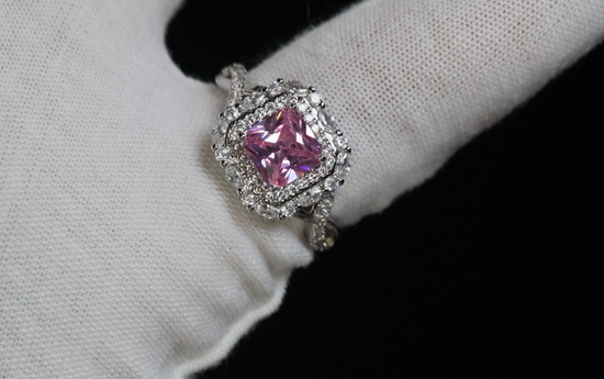 Pink Princess Cut Diamond Ring