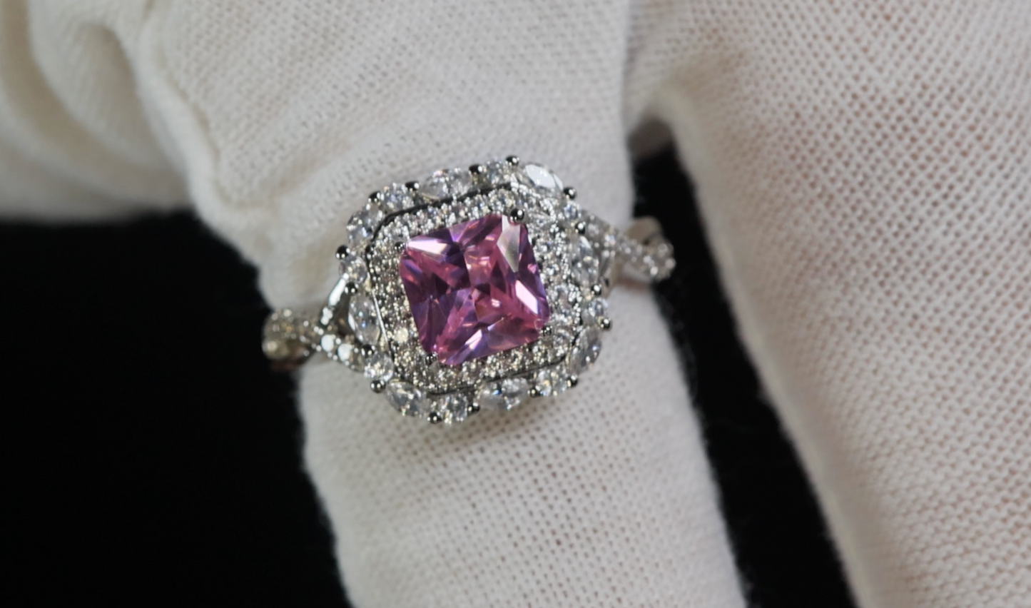 Pink Princess Cut Diamond Ring | Pink Diamond Ring