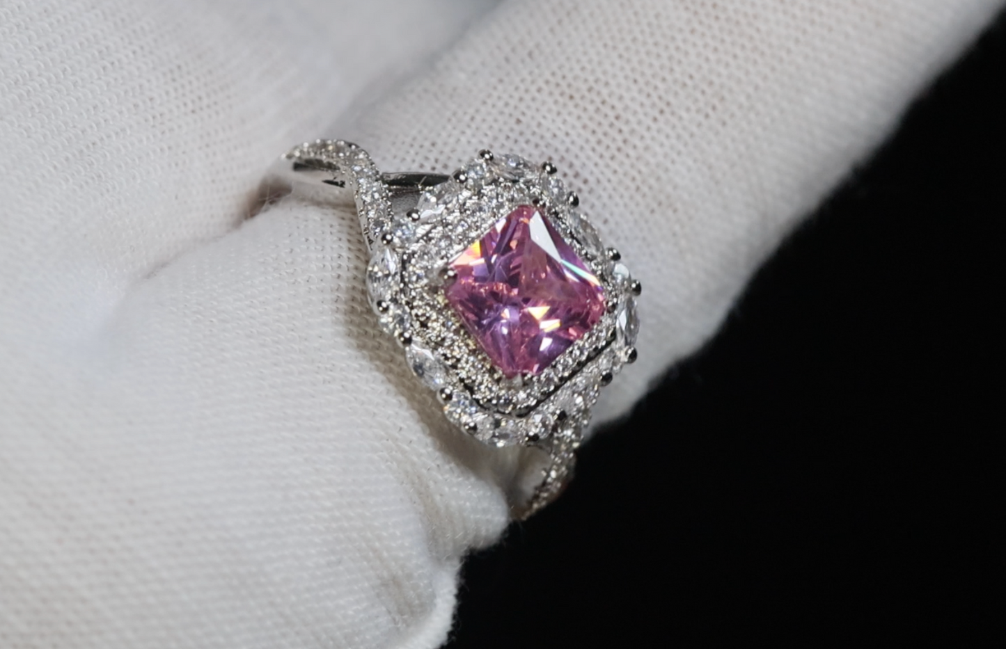 Pink Princess Cut Diamond Ring | Pink Diamond Ring