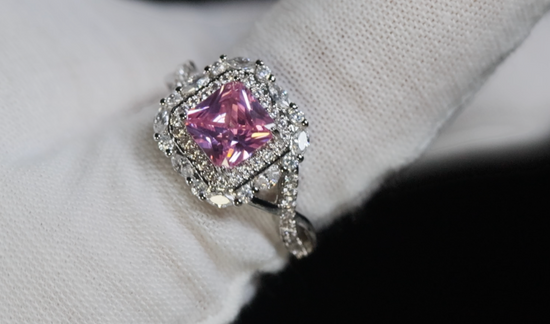 Pink Princess Cut Diamond Ring | Pink Diamond Ring