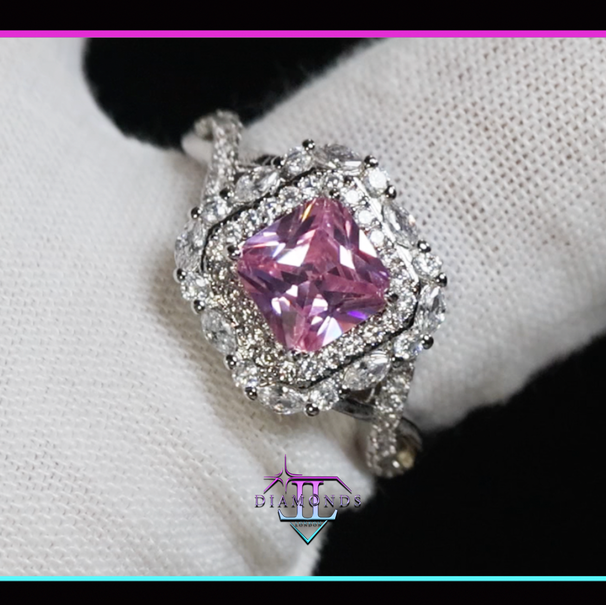 Pink diamond princess cut wedding ring | Honestweddingadvice.com