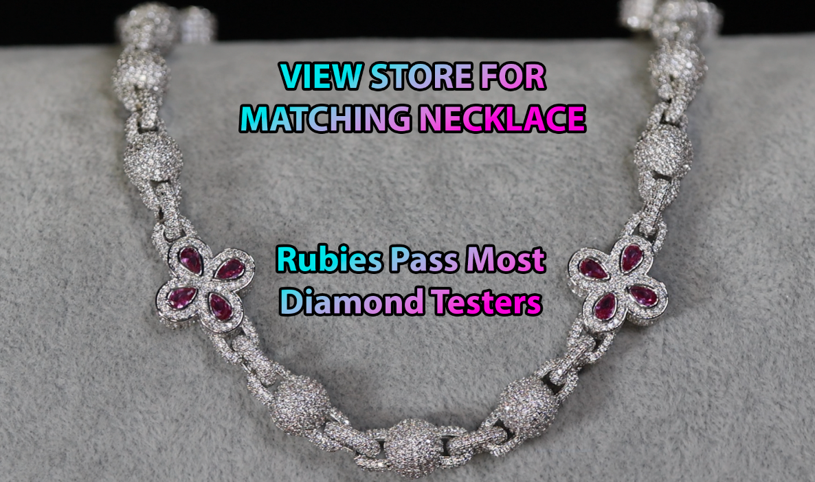 Silver Ruby Clover Bracelet