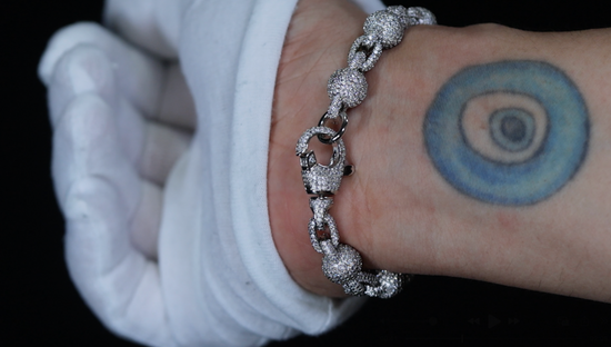 Silver Bracelet with Pink Diamonds