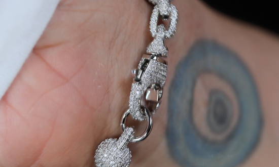 Men's Silver Blue Diamond Cross Bracelet