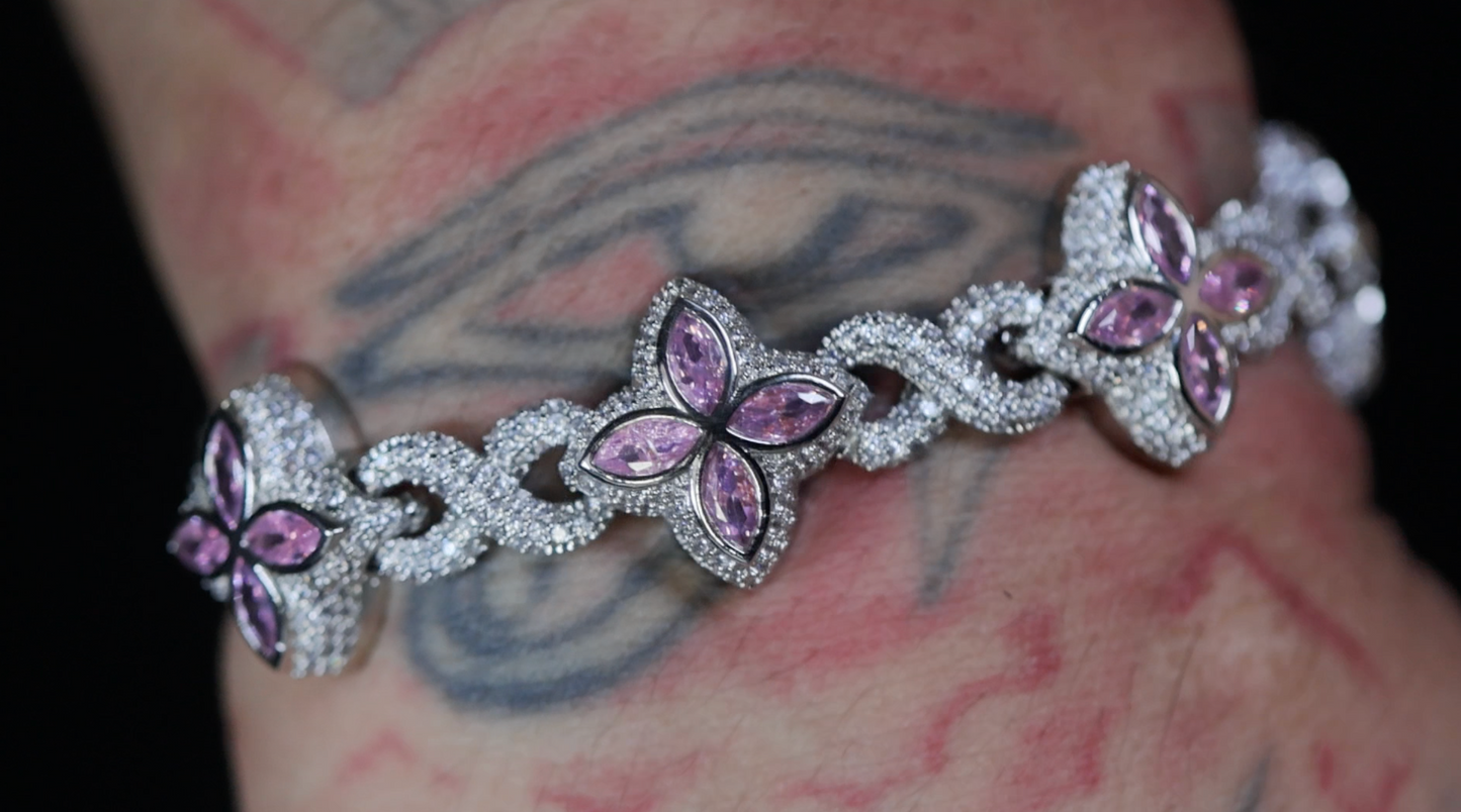 Pink Diamond Cross Bracelet