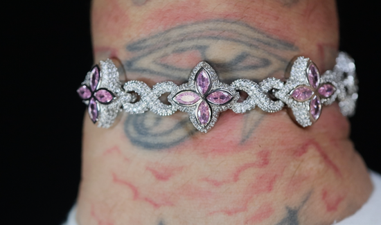 Pink Diamond Cross Bracelet