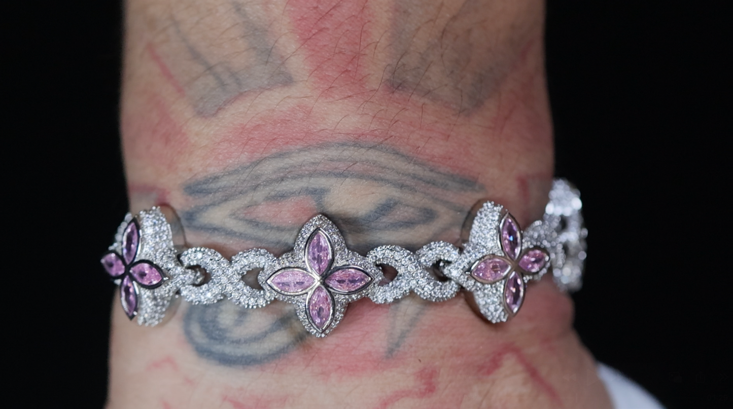 Silver Pink Diamond Bracelet