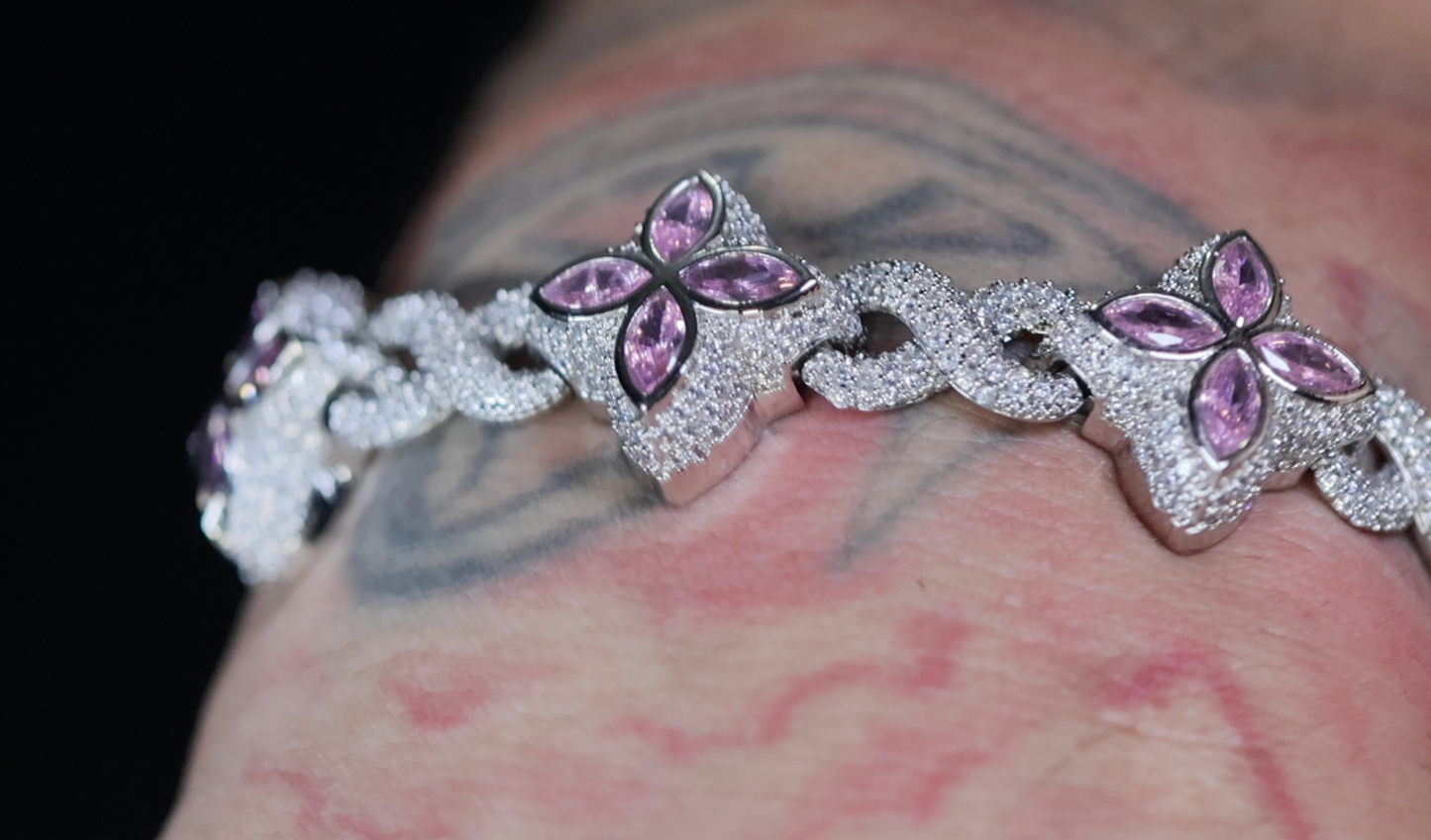 Pink Gemstone Infinity Link Bracelet