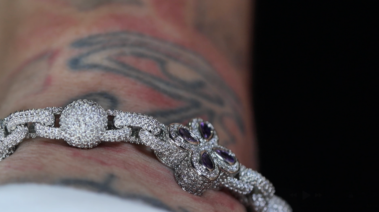 Men's Purple Diamond Hip Hop Bracelet