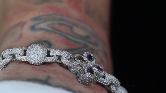 Men's Purple Diamond Hip Hop Bracelet