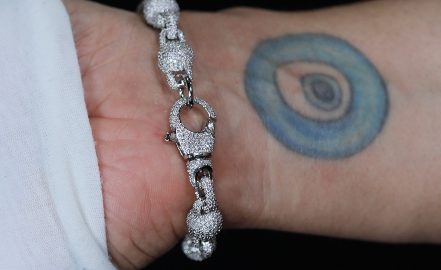 Men's Silver Purple Diamond Bracelet