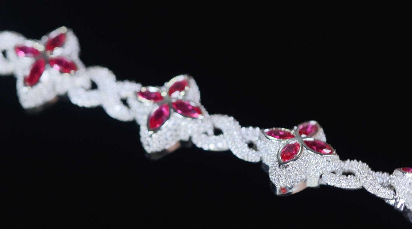 Pink Diamond Clover Bracelet