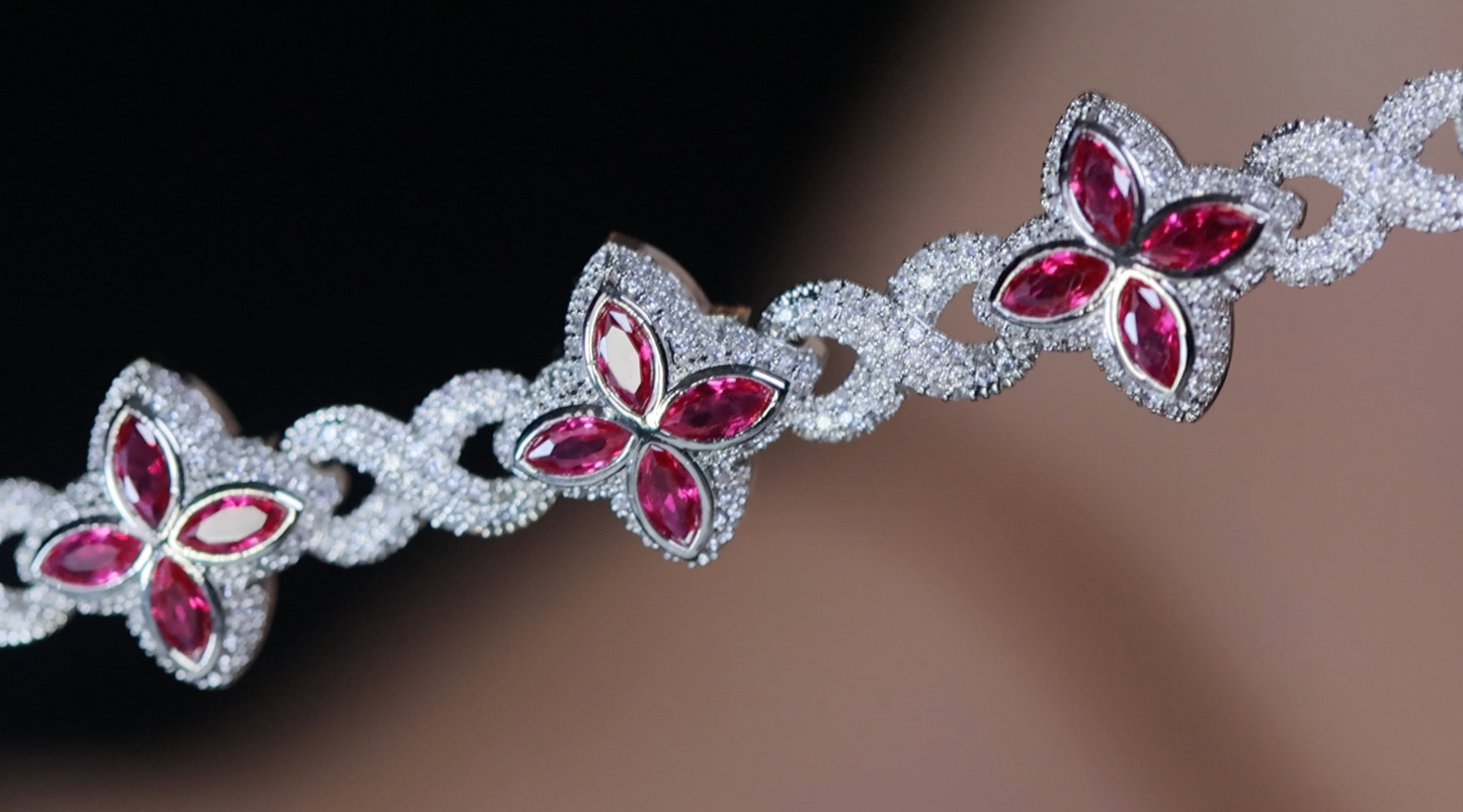 Pink Diamond Cross Bracelet