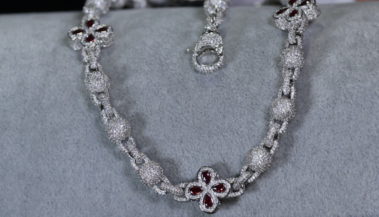Men's Red Diamond Iced Out Chain 