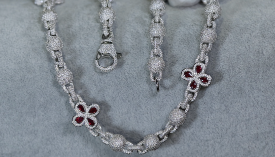 Men's Red Diamond Iced Out Chain 