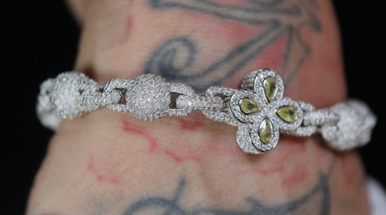 Men's Silver Bracelet with Yellow Diamonds