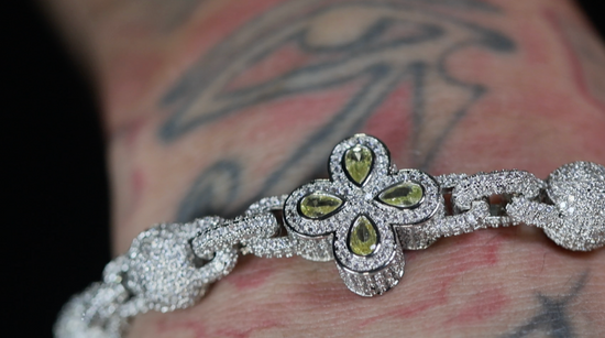 Silver Bracelet with Yellow Diamonds
