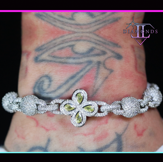 Men's Silver Bracelet with Yellow Diamonds