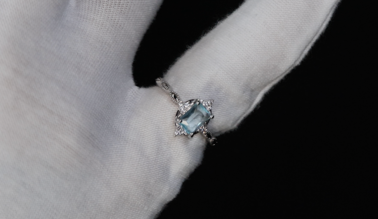 Silver Blue Diamond Engagement Ring