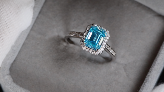 Silver Blue Diamond Ring