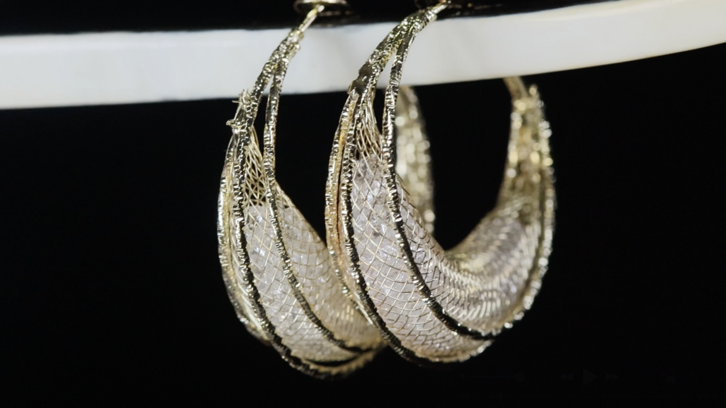 Big Gold Diamond Hoop Earrings