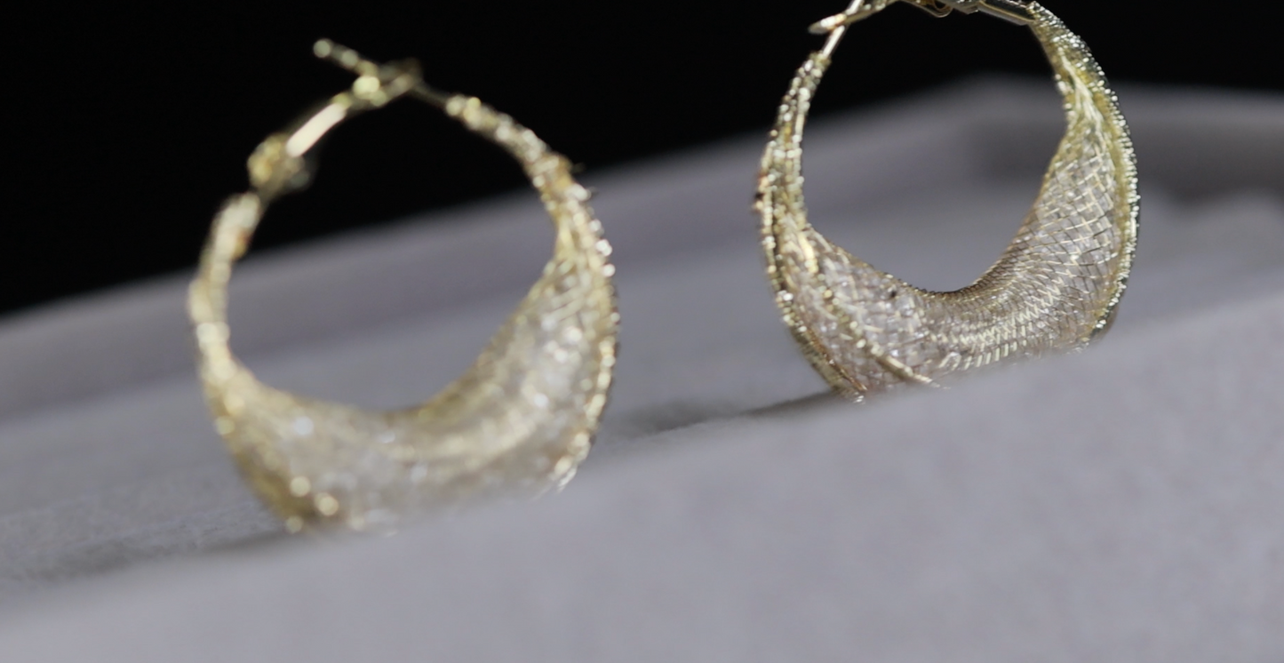 Big Gold Diamond Hoop Earrings
