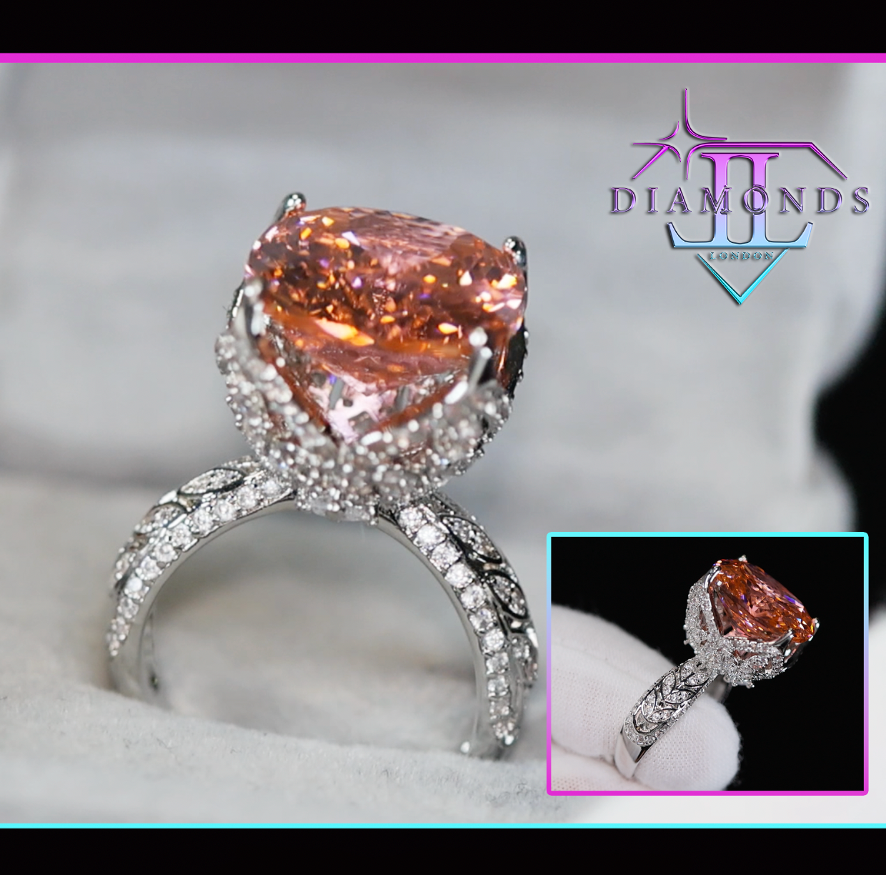 Womens Big Peach Diamond Ring