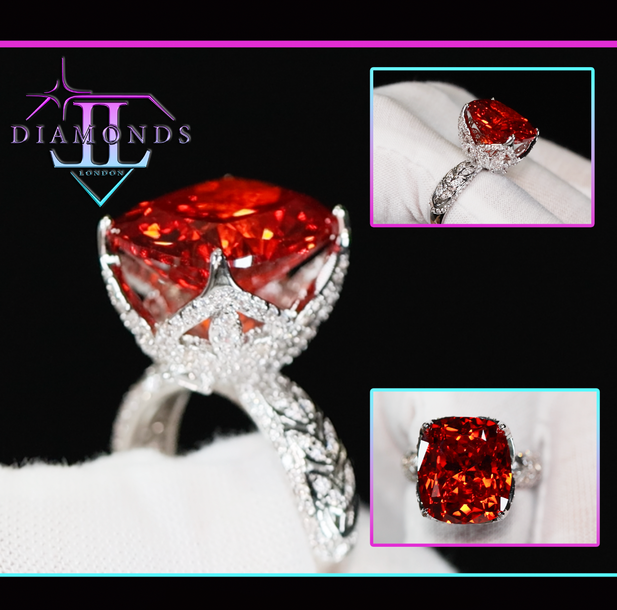 Big Red Diamond Ring | Womens Red Diamond Ring – Lab Diamonds London