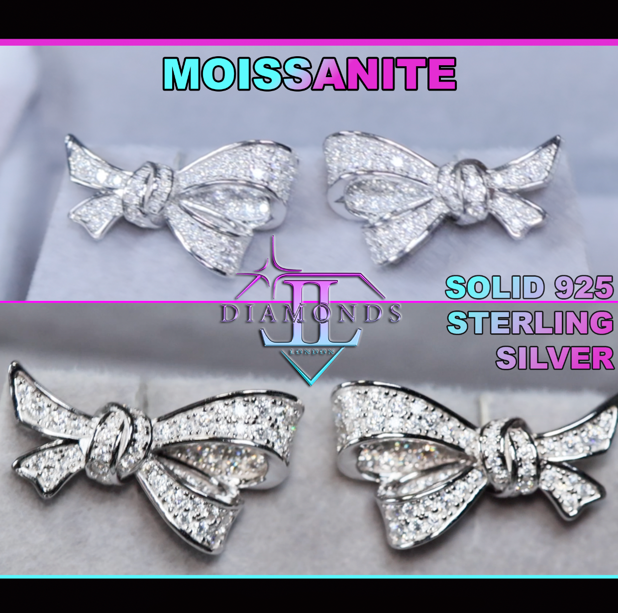 Moissanite Diamond Ribbon Ear Studs