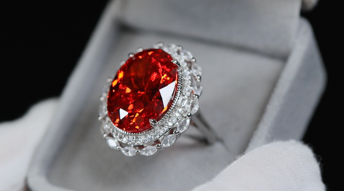 Womens Big Red Diamond Ring