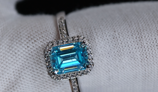 Womens Blue Moissanite Ring