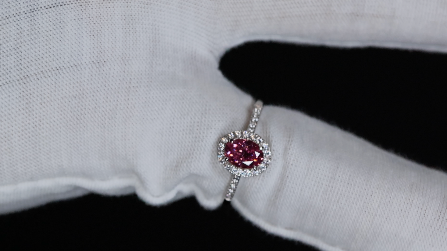 Womens Pink Moissanite Diamond Ring