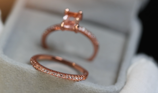 Womens Rose Gold Wedding Ring Set