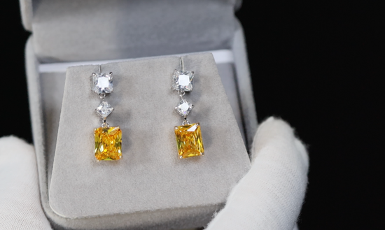 Womens Yellow Diamond Earrings