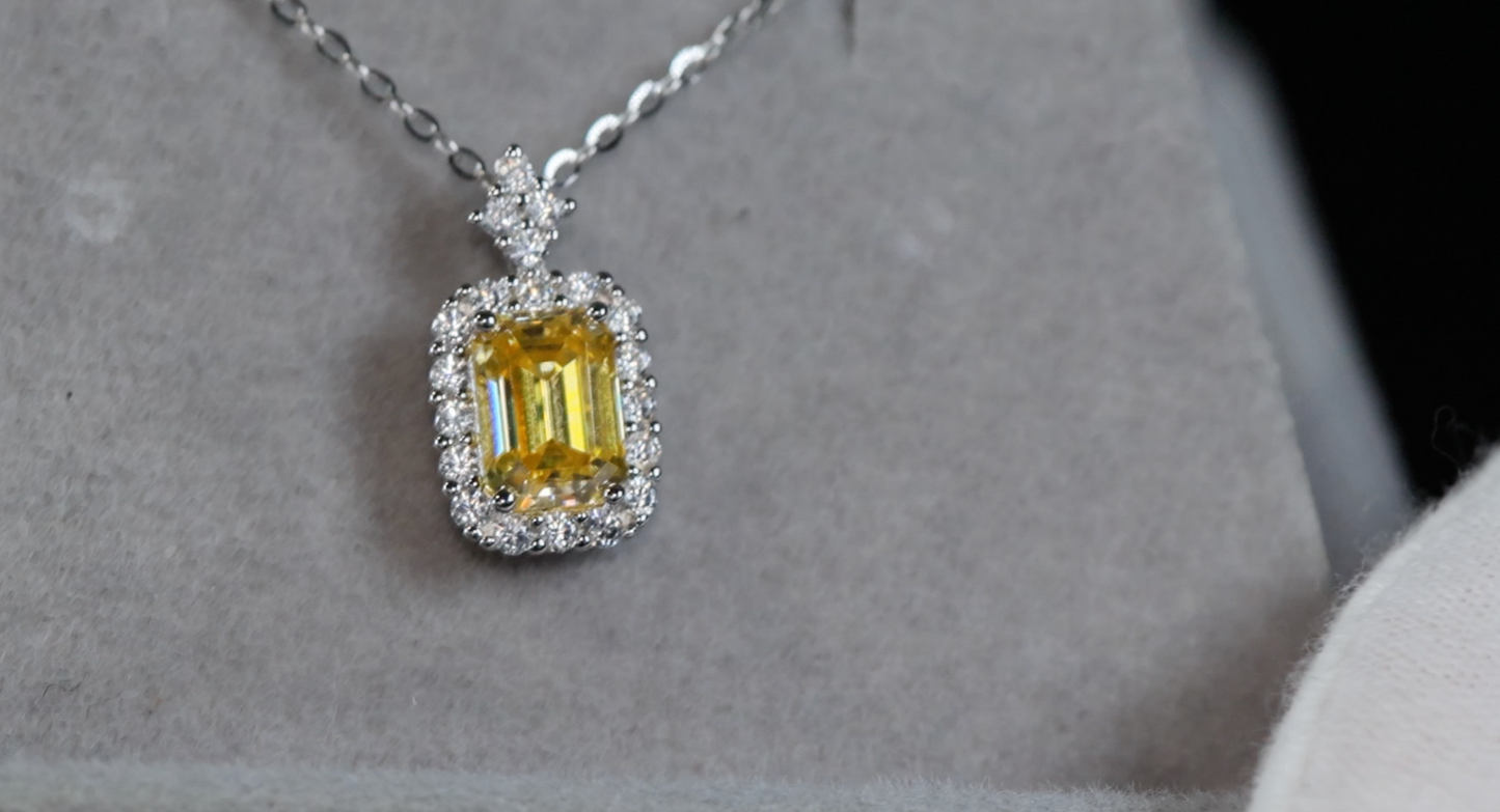 Yellow Moissanite Pendant | Yellow Diamond Pendant | Moissanite Pendant