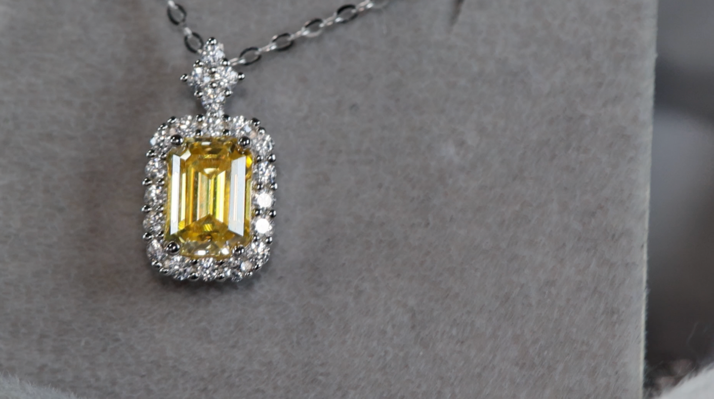 Yellow Moissanite Pendant | Yellow Diamond Pendant | Moissanite Pendant