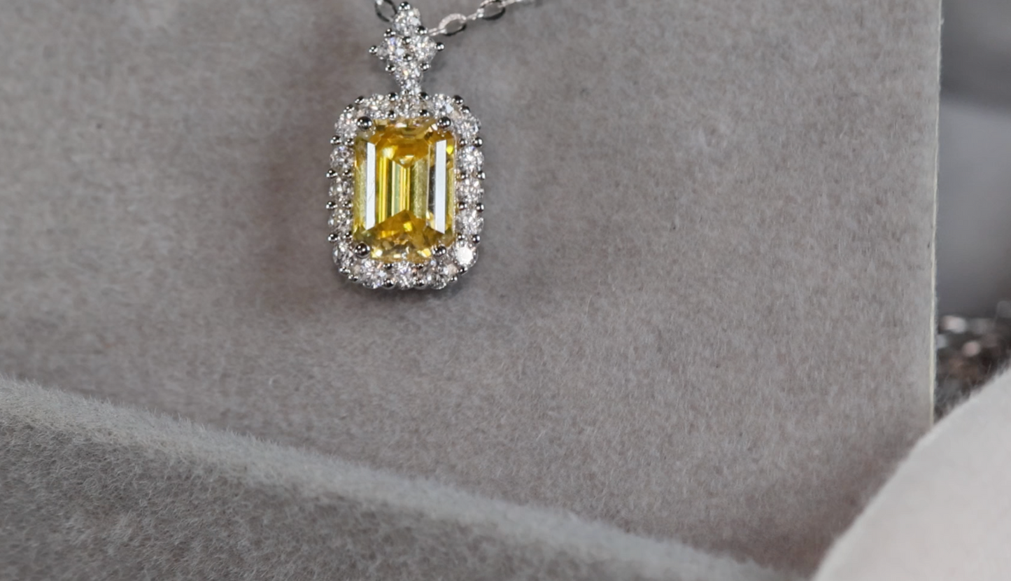 Yellow Moissanite Pendant | Yellow Diamond Pendant | Moissanite Pendant