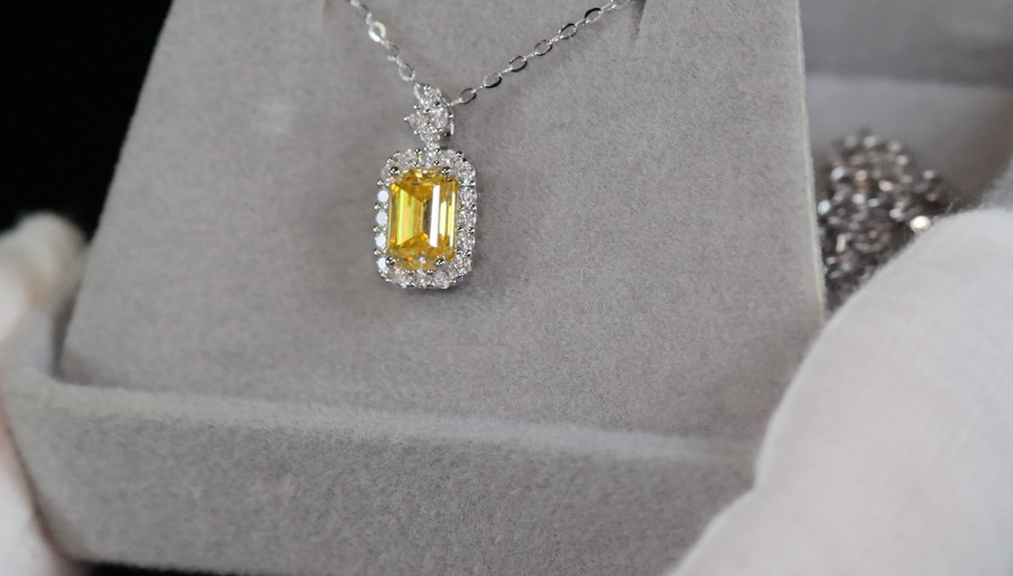 Yellow Moissanite Pendant | Yellow Diamond Pendant | Moissanite Pendant