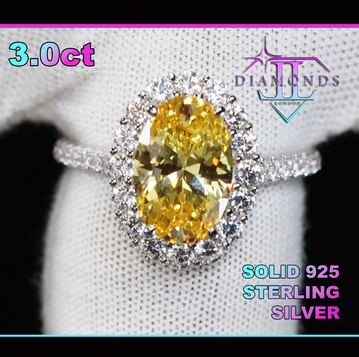 Womens Yellow Oval Diamond Ring