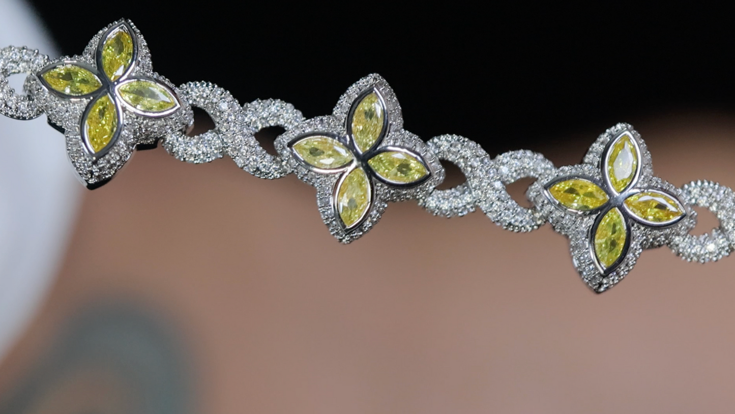 Men's Yellow Diamond Hip Hop Bracelet