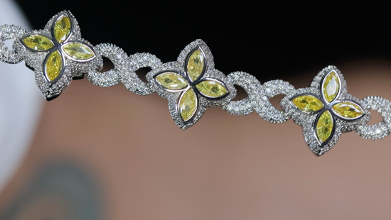 Men's Yellow Diamond Hip Hop Bracelet