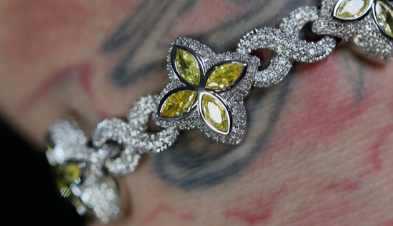 Men's Yellow Diamond Silver Bracelet