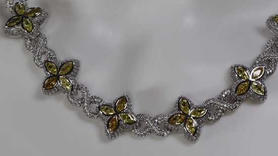 Silver Yellow Diamond Hip Hop Necklace