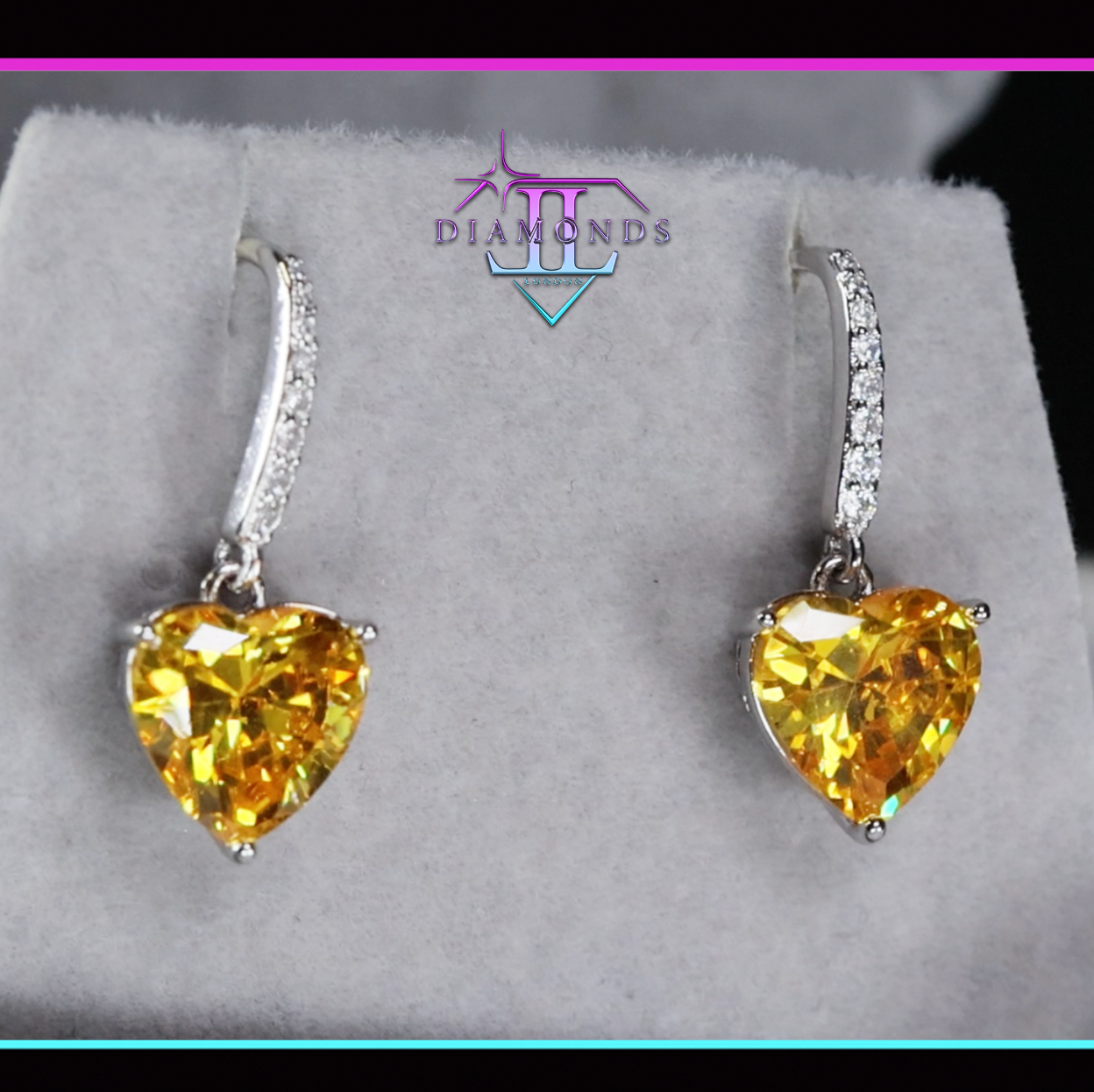 Yellow Diamond Heart Earrings