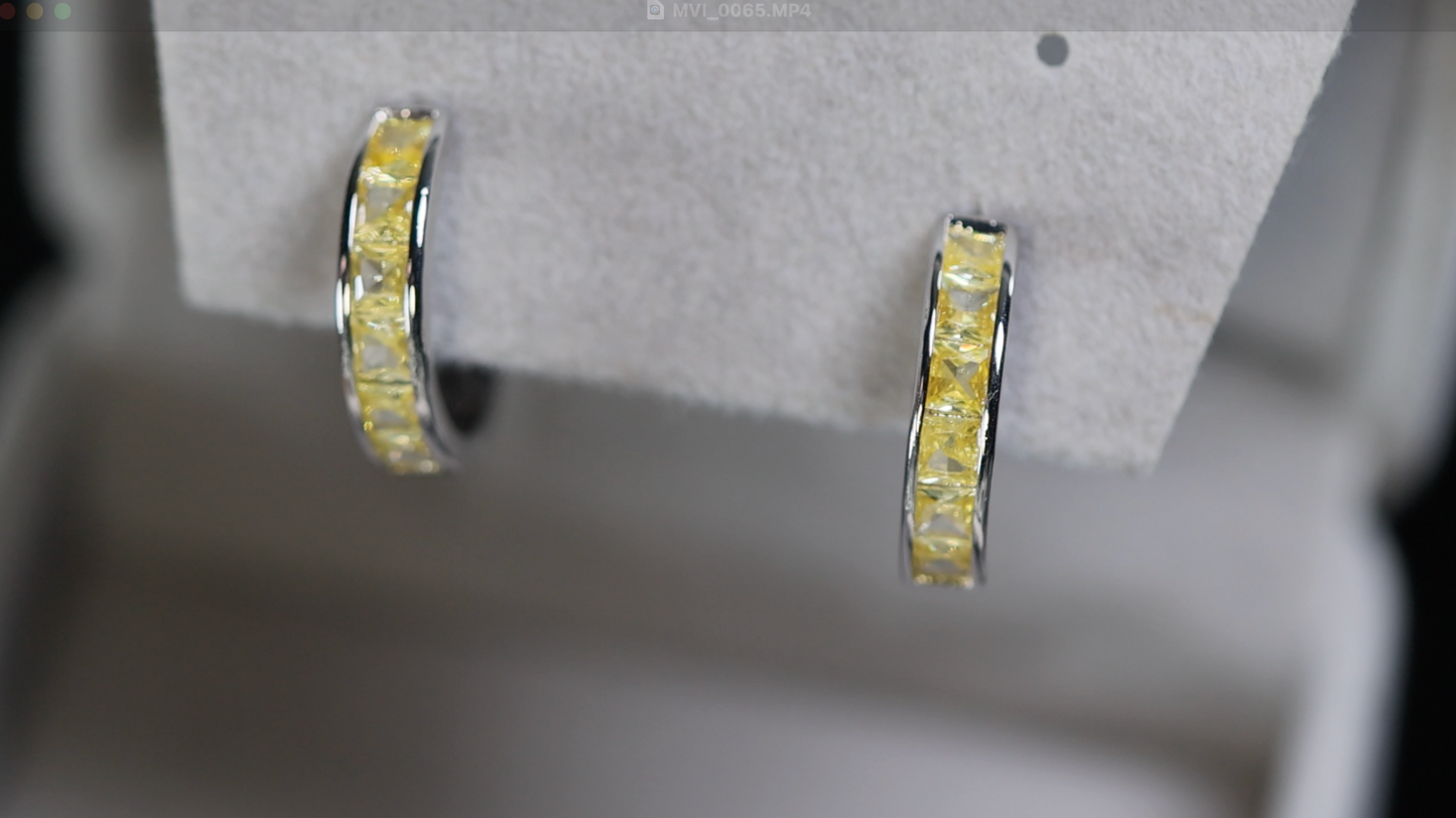 Yellow Diamond Hoop Earrings
