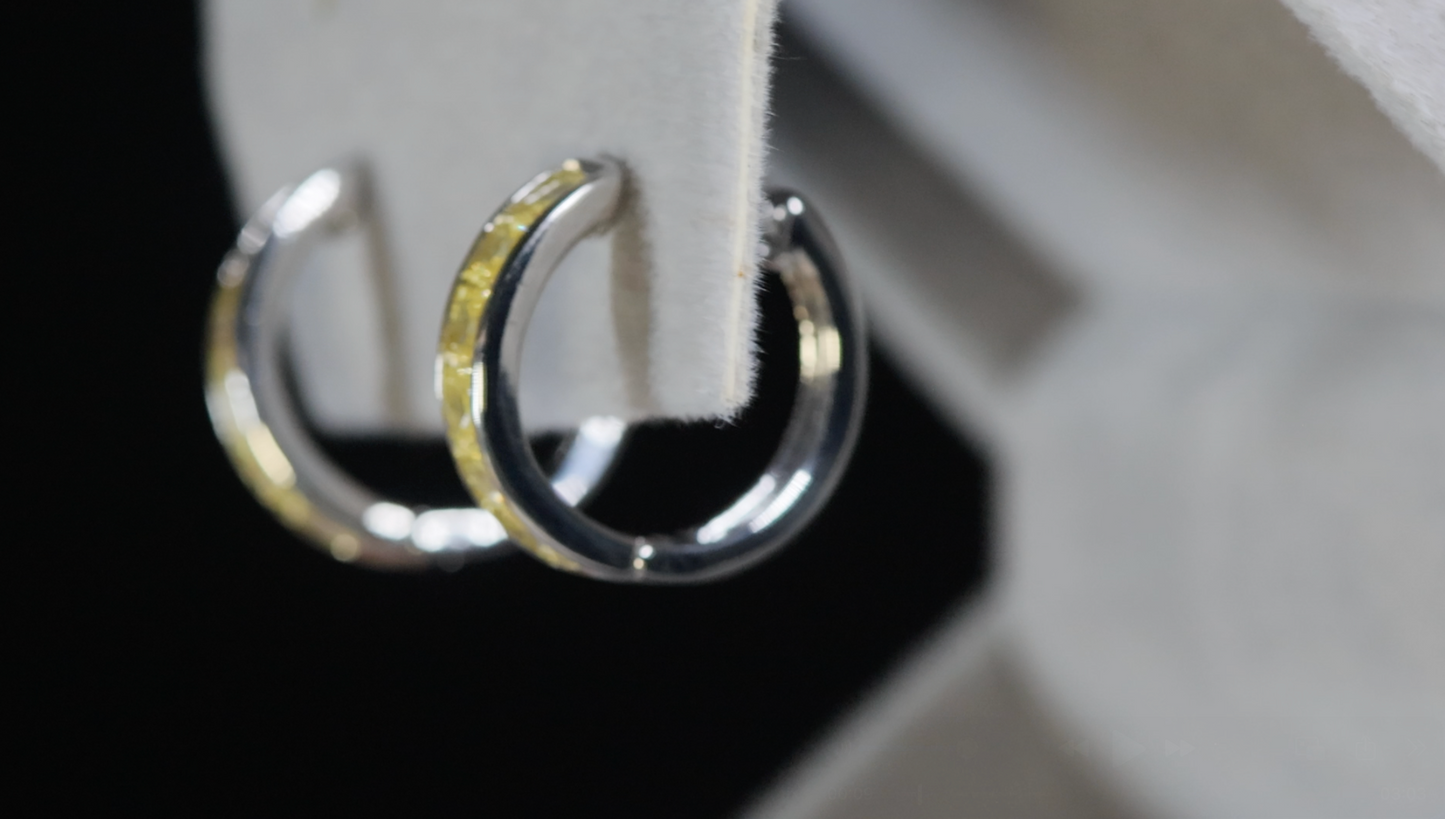 Yellow Diamond Hoop Earrings