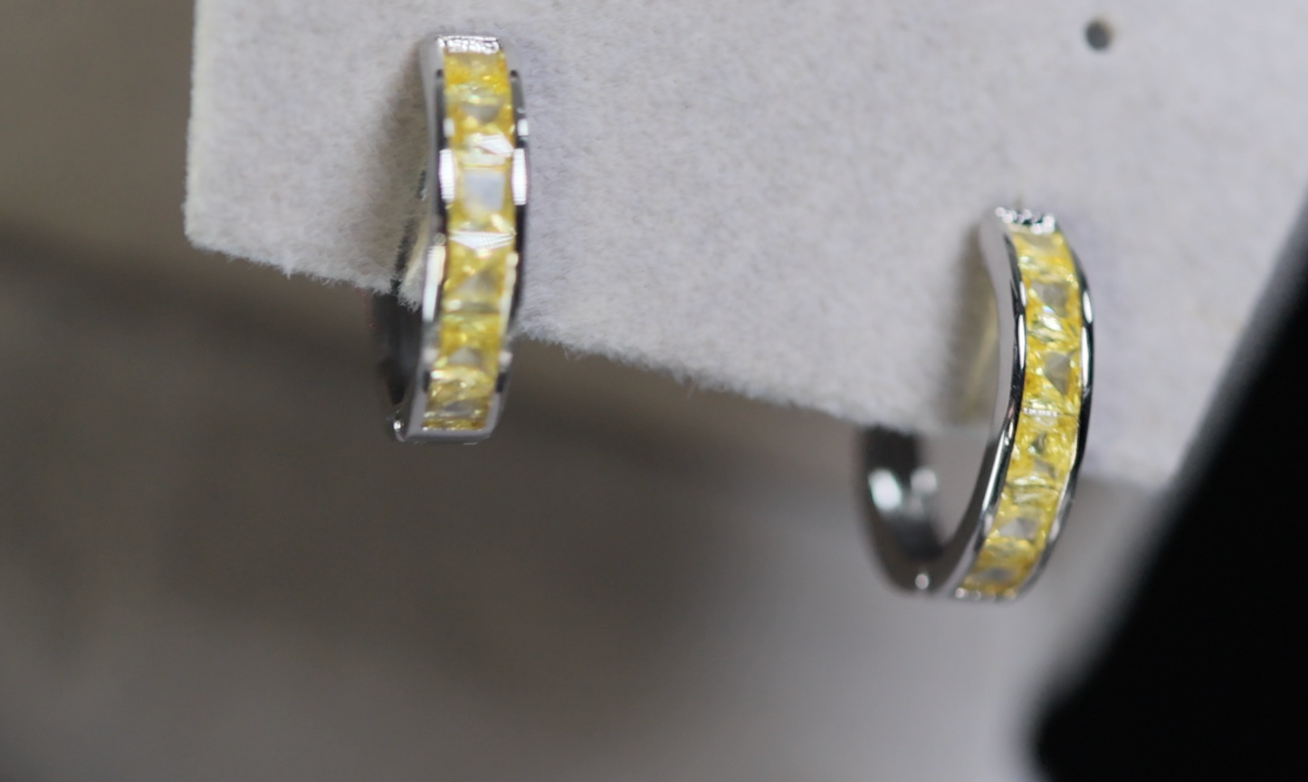 Yellow Diamond Hoop Earrings